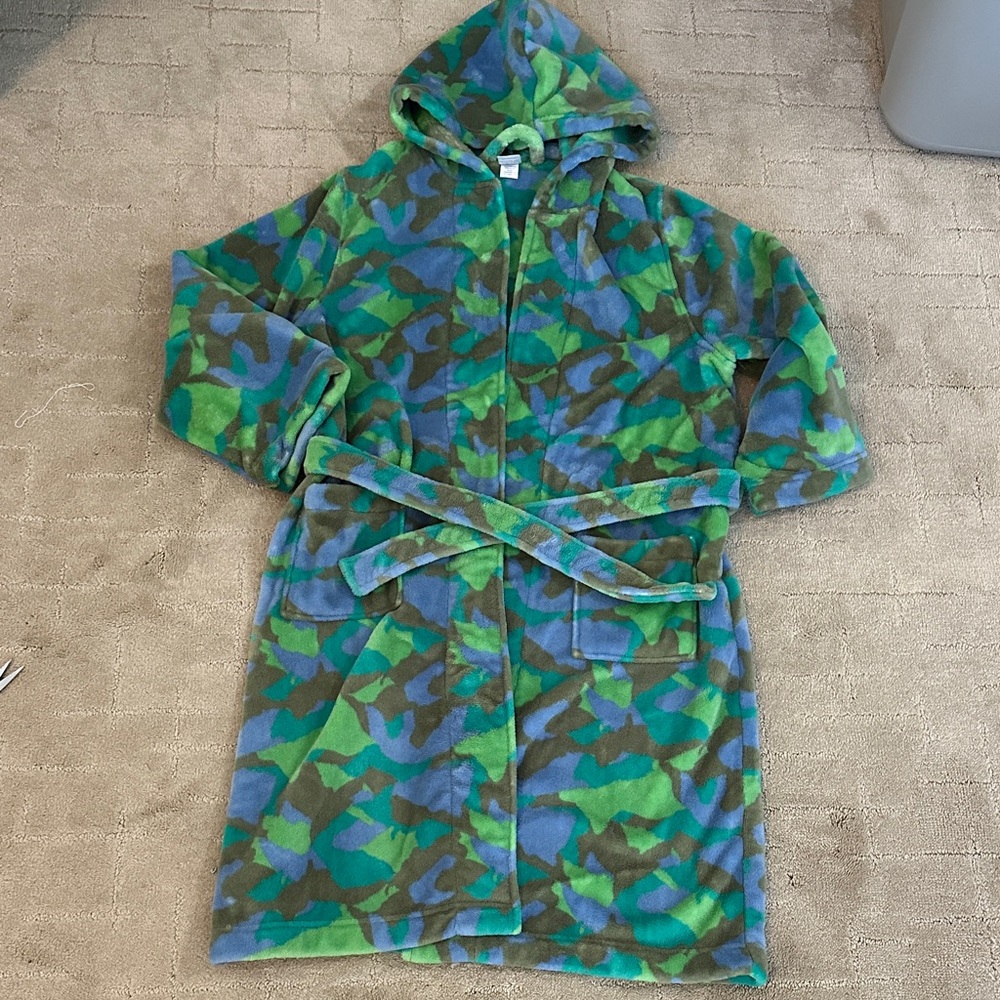 Tucker + Tate Green and Blue Patterned Hooded Robe